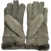 Infinity Leather Herenhandschoenen van grijs luxe schapenvacht suède leer met gesp