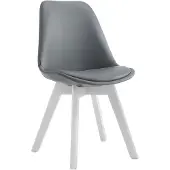 CLP stoel Manado, bekleding van kunstleer, met zitkussen en houten poten. Frame: grijs. Framekleur: wit