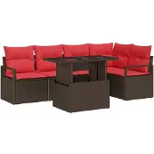 vidaXL Tuinbank Set 6 st Bruin Poly rattan