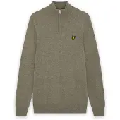 Lyle & Scott trui kaki met korte rits en adelaarlogo voor heren - M (38)