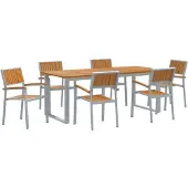 vidaXL Tuinset, 7-delig, grijs, massief acaciahout