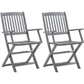 VMP 2x Houten Tuinstoelen Inklapbaar met Kussens voor Balkon & Tuin