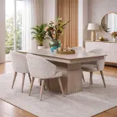 JVmoebel Eettafel stoel, eetkamer, modern, kleur beige, nieuw, hout, vierkant