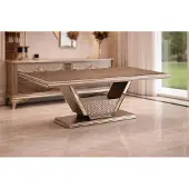 JVmoebel Eettafel in modern design, met houten elementen en gouden metalen accenten