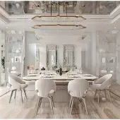 JVmoebel Eetkamer set met eettafel, stoelen en gouden decoraties