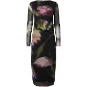 Y.A.S Jurk 'YASShama' ecru / grasgroen / pink / zwart