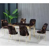 JVmoebel Eetkamersets, eettafels, stoelen, meerkleurig, goud, modern, rechthoekig