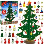 Dripio Adventskalender 2025, 24-delig. Mini-kerstboom met 29 versieringen