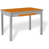 Dripio Uittrekbare glazen keukentafel, oranje, 90x50 cm, metalen frame