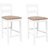 vidaXL Barkrukken met kussens 2 st massief hout rubber wit