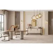 JVmoebel Design eettafelset met stoelen, dressoir, spiegel