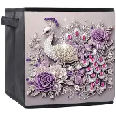 OEM Opvouwbare opbergboxen, 25x25x26 cm, met handgrepen, design: pauw