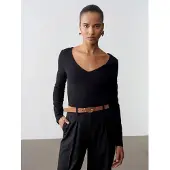 Dilvin Slim Fit V-Hals Breifblouse
