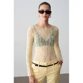 Dilvin Slim Fit Kanten Boot Hals Blouse