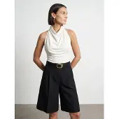 Dilvin Getailleerde Mouwloze Blouse met Ceintuurlijn
