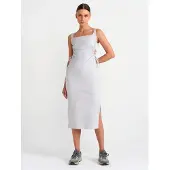 Dilvin Mouwloze Bodycon Midi-jurk met Uitsnit