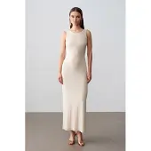 Dilvin Geribbeld Mouwloos Bodycon Maxi Jurk