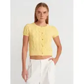 Dilvin Dames Cropped Jacquard Knopen Cardigan