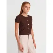 Dilvin Dames Korte Jacquard Knopen Cardigan