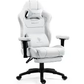 Dowinx Gamingstoel, gestoffeerd, met pocketveringkussens, massage-lendensteun, voetsteun, XXL, ergonomisch, blauw