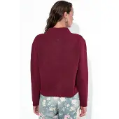 Viorna Geribbelde Crew Neck Knopen Cardigan