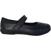 Pretty Green Meisjes Loreto Leren Gevoerde Platte School schoenen (Zwart)