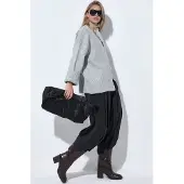 Viorna Geribbelde V-hals Knopen Cardigan