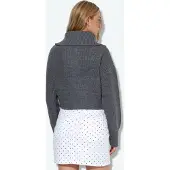 Viorna Dames Korte Geribbelde Rits Cardigan