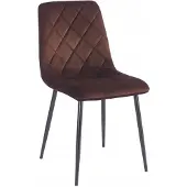 FurniTex Riviera 28 - Eetkamerstoel - Donkerbruin fluweel - Zwarte metalen poten