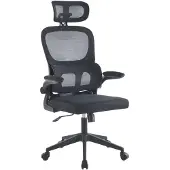 FurniTex FB29-FX Serie - Zwarte draaibare bureaustoel - Kantelmechanisme - Opklapbare armleuningen