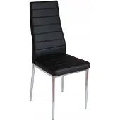 FurniTex DC2-001 - Eetkamerstoel - Zwart kunstleer - Verchroomde metalen poten
