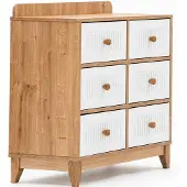 JVmoebel Elegant nachtkastje van natuurlijk hout, wit, met zes ruime lades