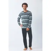 Hajo Premium katoen heren pyjama marine blauw | Maat 48