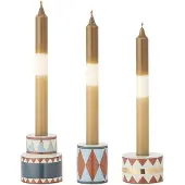 Bloomingville Kandelaar aardewerk blauw Bitja - set van 3