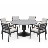 AVH-Collectie Flair Lola dining tuinset 158xH75 cm 7 delig antraciet keramiek