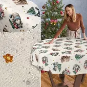 ANRO Tafelkleed Kerstman Meerkleurig Rond Ø100cm Rechte rand Afwasbaar Waterafstotend Binnen & Buiten