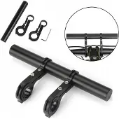 K&M Verlengstuk stuur fiets - 20cm aluminium zwart - extra houder
