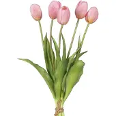 Easyplants | Kunsttulpenboeket Real Touch Roze 40 cm | Zijde | Nepbloemen | roze | Onderhoudsvrij | Kant-en-klaar