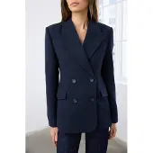Trendyol TRENDYOLMİLLA Dames Donkerblauw Visgraat Lang Getailleerd Blazers