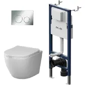 AM.PM X-Joy S complete hangtoiletset met inbouwreservoir – chroom bedieningspaneel