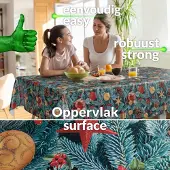 ANRO Tafelkleed Kerst Dennentakken Blauw 160x140cm Rechte rand Afwasbaar Waterafstotend