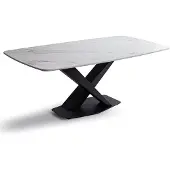 AEA Tafel, modern design, marmerlook, wit, zwart, metalen poten, eettafel, loftstijl