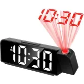 Dripio Projectiewekker met 180° projectie, LED-display, temperatuurweergave, zwart