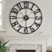 Dripio Retro wandklok, 45 cm, zwart, metaal, geruisloos, op batterijen