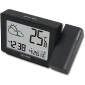 Dripio Projectiewekker met weerstation, radio, barometer, zwart