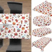 ANRO Kerstballen Rood-Wit Tafelzeil Rechthoekig 240x140 cm - Sierband