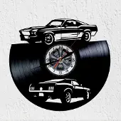 Dripio Wandklok van vinyl, sportauto-design, diameter 30 cm, analoog, zwart/wit