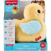 Fisher Price 4-in-1 Knuffel en Kruip Eend - op de buik spelen met muziek en kruipactiviteit en pluchen knuffel