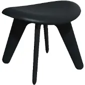 Tom Dixon Slab Voetenbank Zwart / Zwart Leer - Krukken As Black - SLLCOU01BLSY0100