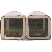 Vevor Campingtent, 365,76 x 182,88 cm, 2-in-1 opklapbare tent, draagbare feesttent met draagtas, net zijwanden en grondpennen, geschikt voor tuin, terras en outdoor activiteiten, beige